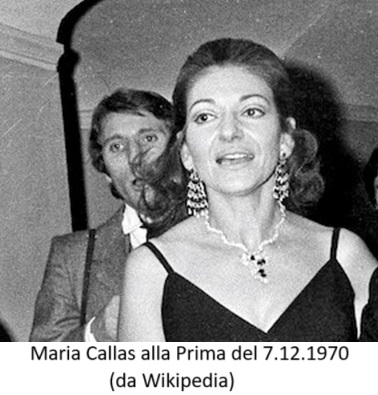 Maria Callas alla Prima del 7 dicembre 1970 (da Wikipedia) (clicca per l'immagine)